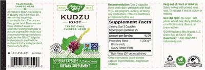 Photo of the Nature's Way Kudzu Root 1,226 mg label