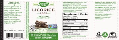 Photo of the Nature's Way Licorice Root 900 mg label