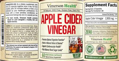 Photo of the Vimerson Health Apple Cider Vinegar label
