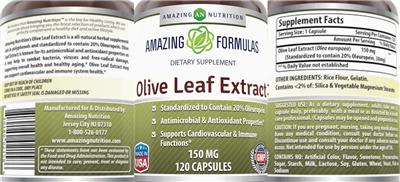 Photo of the AN Amazing Nutrition Amazing Formulas Olive Leaf Extract 150 mg label