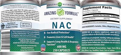 Photo of the AN Amazing Nutrition Amazing Formulas NAC 600 mg label