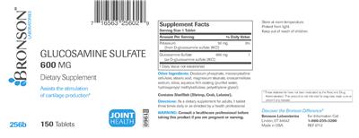 Photo of the Bronson Laboratories Glucosamine Sulfate 600 mg label