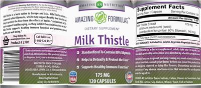 Photo of the AN Amazing Nutrition Amazing Formulas Milk Thistle 175 mg label