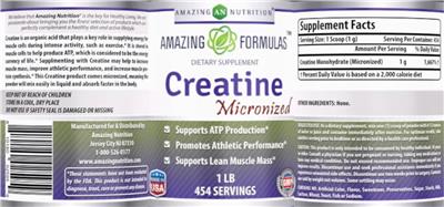 Photo of the AN Amazing Nutrition Amazing Formulas Micronized Creatine label