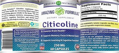 Photo of the AN Amazing Nutrition Amazing Formulas Citicoline 250 mg label