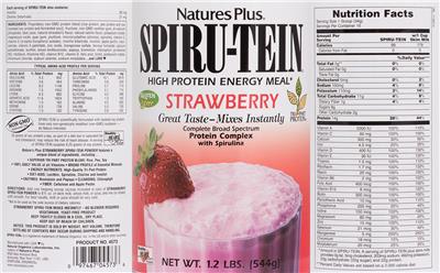 Photo of the NaturesPlus Spiru-Tein High Protein High Energy Meal Strawberry label