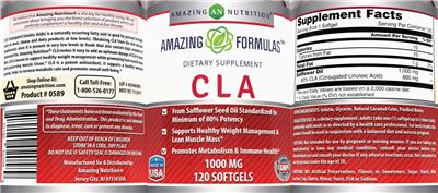 Photo of the AN Amazing Nutrition Amazing Formulas CLA 1000 mg label