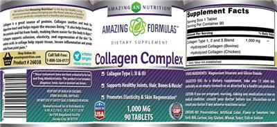 Photo of the AN Amazing Nutrition Amazing Formulas Collagen Complex 1,000 mg label