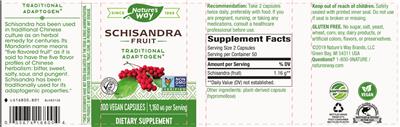 Product label for Schisandra Fruit 1,160 mg