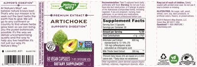Photo of the Nature's Way Artichoke label