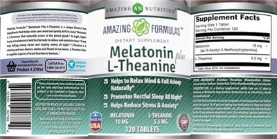 Photo of the AN Amazing Nutrition Amazing Formulas Melatonin Plus L-Theanine label