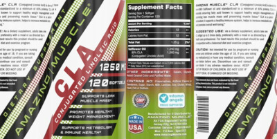 Photo of the Amazing Muscle CLA 1250 mg label