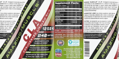 Photo of the Amazing Muscle CLA 1250 mg label