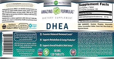 Photo of the AN Amazing Nutrition Amazing Formulas DHEA 50 mg label