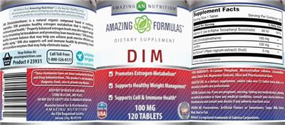 Photo of the AN Amazing Nutrition Amazing Formulas DIM 100 mg label