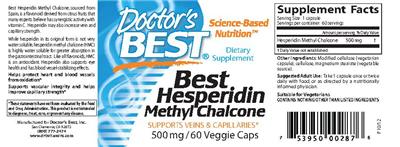 Photo of the Doctor's Best Best Hesperidin Methyl Chalcone 500 mg label