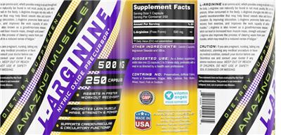 Photo of the Amazing Muscle L-Arginine 500 mg label