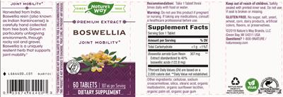 Photo of the Nature's Way Boswellia 307 mg label