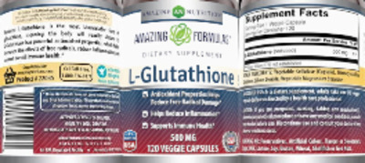Photo of the AN Amazing Nutrition Amazing Formulas L-Glutathione 500 mg label