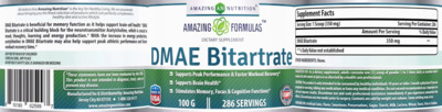 Photo of the AN Amazing Nutrition Amazing Formulas DMAE Bitartrate label