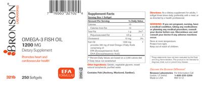 Photo of the Bronson Laboratories Omega-3 Fish Oil 1200 mg label