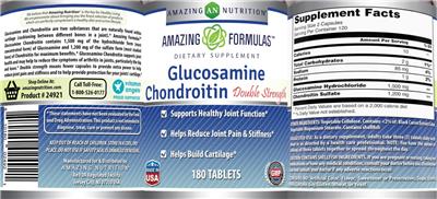 Photo of the AN Amazing Nutrition Amazing Formulas Double Strength Glucosamine Chondroitin label