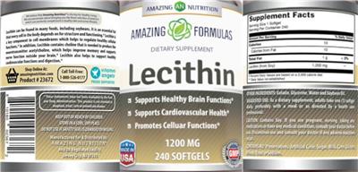 Photo of the AN Amazing Nutrition Amazing Formulas Lecithin 1200 mg label