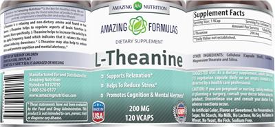 Photo of the AN Amazing Nutrition Amazing Formulas L-Theanine 200 mg label