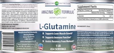 Photo of the AN Amazing Nutrition Amazing Formulas L-Glutamine label