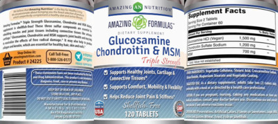 Photo of the AN Amazing Nutrition Amazing Formulas Glucosamine Chondroitin & MSM label