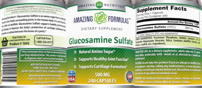 Photo of the AN Amazing Nutrition Amazing Formulas Glucosamine Sulfate 500 mg label