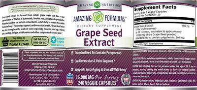 Photo of the AN Amazing Nutrition Amazing Formulas Grape Seed Extract 16,000 mg label