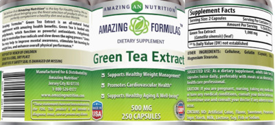 Photo of the AN Amazing Nutrition Amazing Formulas Green Tea Extract 500 mg label