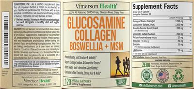 Photo of the Vimerson Health Glucosamine Collagen Boswellia + MSM label