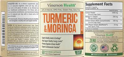 Photo of the Vimerson Health Turmeric & Moringa label
