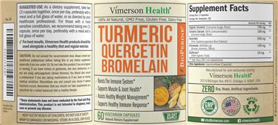 Photo of the Vimerson Health Turmeric Quercetin Bromelain label