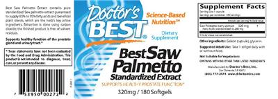 Photo of the Doctor's Best Best Saw Palmetto Standardized Extract 320 mg label