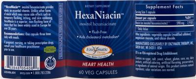 Photo of the Enzymatic Therapy HexaNiacin label