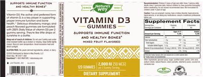 Vitamin D3 Gummies 2,000 IU (50 mcg) Mixed Fruit Flavored