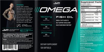 Photo of the JYM Supplement Science Omega JYM label