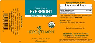 Photo of the Herb Pharm Eyebright label