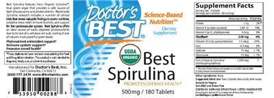 Photo of the Doctor's Best Best Spirulina label