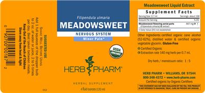 Photo of the Herb Pharm Meadowsweet label