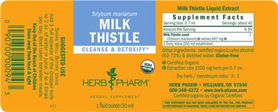 Photo of the Herb Pharm Milk Thistle label