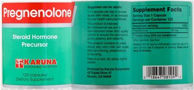 Photo of the Karuna Pregnenolone label