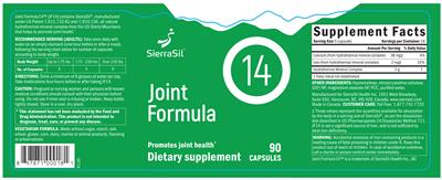 Photo of the SierraSil Joint Formula 14 label