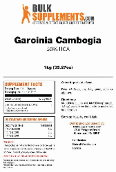 Photo of the BulkSupplements.com Garcinia Cambogia 50% HCA label