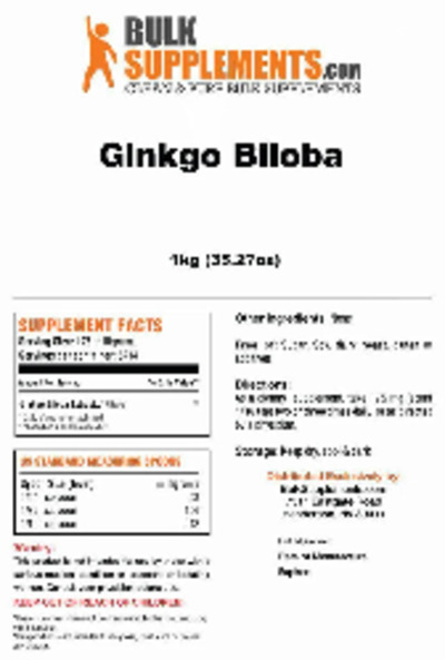 Photo of the BulkSupplements.com Ginkgo Biloba label