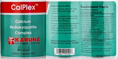 Photo of the Karuna CalPlex label