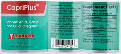 Photo of the Karuna CapriPlus label